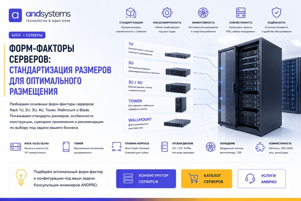 Форм-факторы серверов: 1U, 2U, 4U, Tower, Blade и Multi-Node