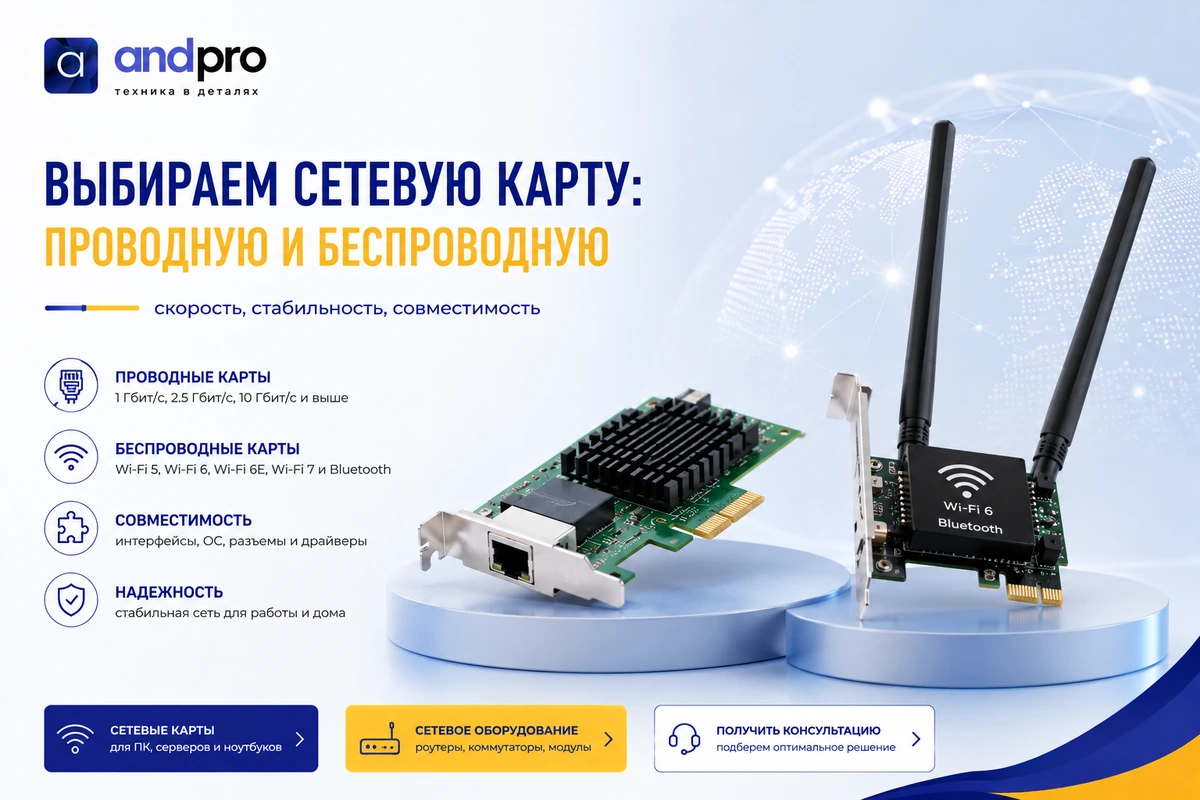 Выбираем сетевую карту: проводную и беспроводную