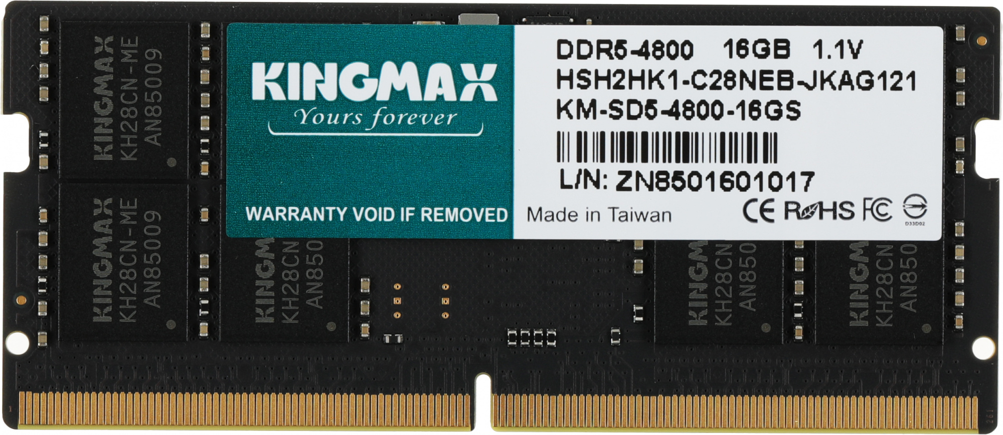 Модуль памяти Kingmax 16 ГБ SODIMM DDR5 4800 МГц, KM-SD5-4800-16GS