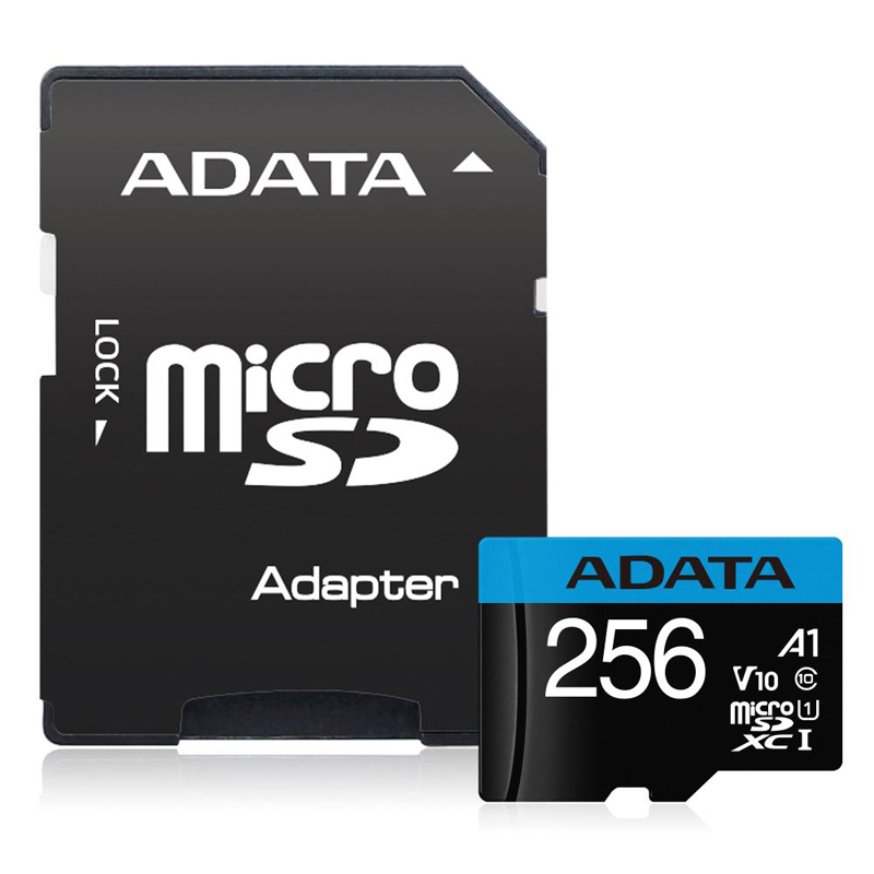 Картинка - 1 Карта памяти ADATA Premier microSDXC UHS-I Class 1 Class 10 256GB, AUSDX256GUICL10A1-RA1