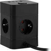 Сетевой удлинитель BURO BU-PTE4.1UC-B 1.5 м чёрный, BU-PTE4.1UC-B