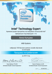 Мамсик (Купцова) А. А. - Intel Technology Expert - Продажа потребителям 2013