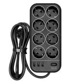 Сетевой фильтр Powercom SP-08 USB03AB 3 м чёрный, SP-08 USB03AB 3,0 M