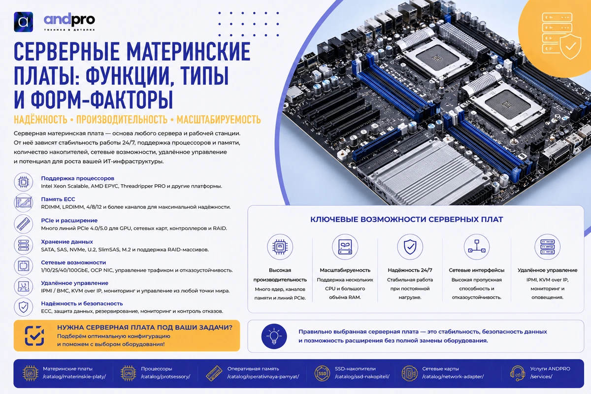 Серверные материнские платы: функции, типы и форм-факторы