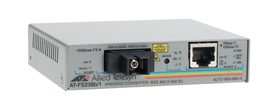 Картинка - 1 Медиаконвертер Allied Telesis 100Base-TX-100Base-FX RJ-45-SC, AT-FS238B/1-YY