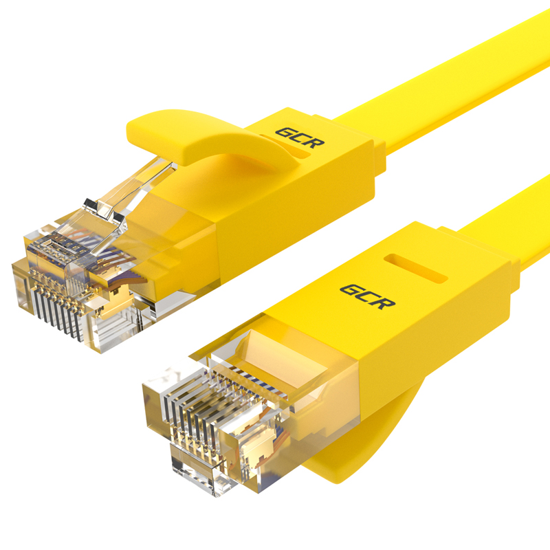 Патч-корд Greenconnect UTP кат. 6 жёлтый 7,5 м, плоский, GCR-LNC622-7.5m
