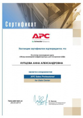 Мамсик (Купцова) А. А. - APC Sales Professional for Data Center 2013