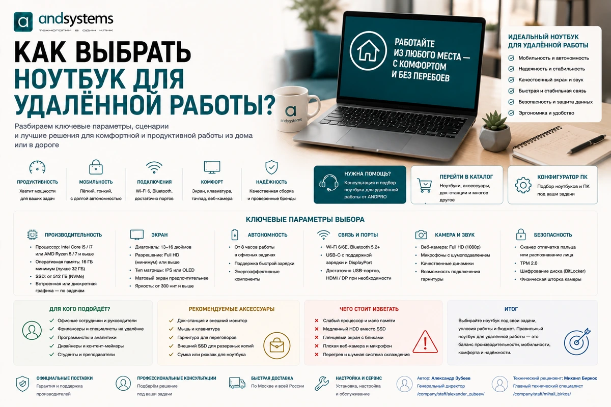 Как выбрать ноутбук для удалённой работы