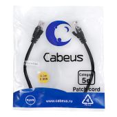 Патч-корд Cabeus UTP кат. 5e чёрный 0,3 м, PC-UTP-RJ45-Cat.5e-0.3m-BK
