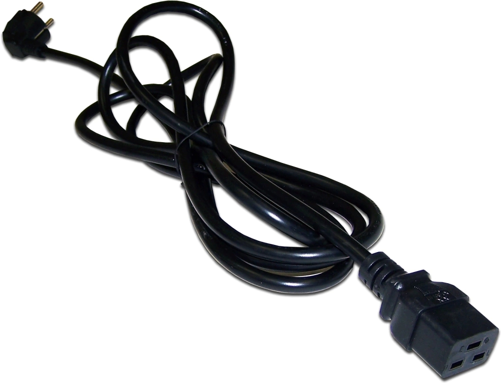 Кабель питания LANMASTER IEC 320 C19 -> Schuko CEE 7 16A 1 м, LAN-PP19/SHA-1.0-BK