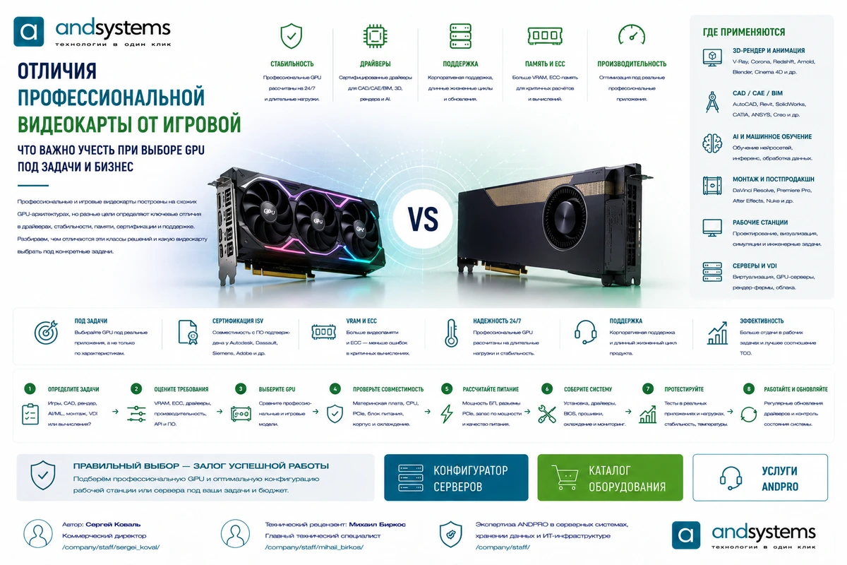 Отличия профессиональной видеокарты от игровой