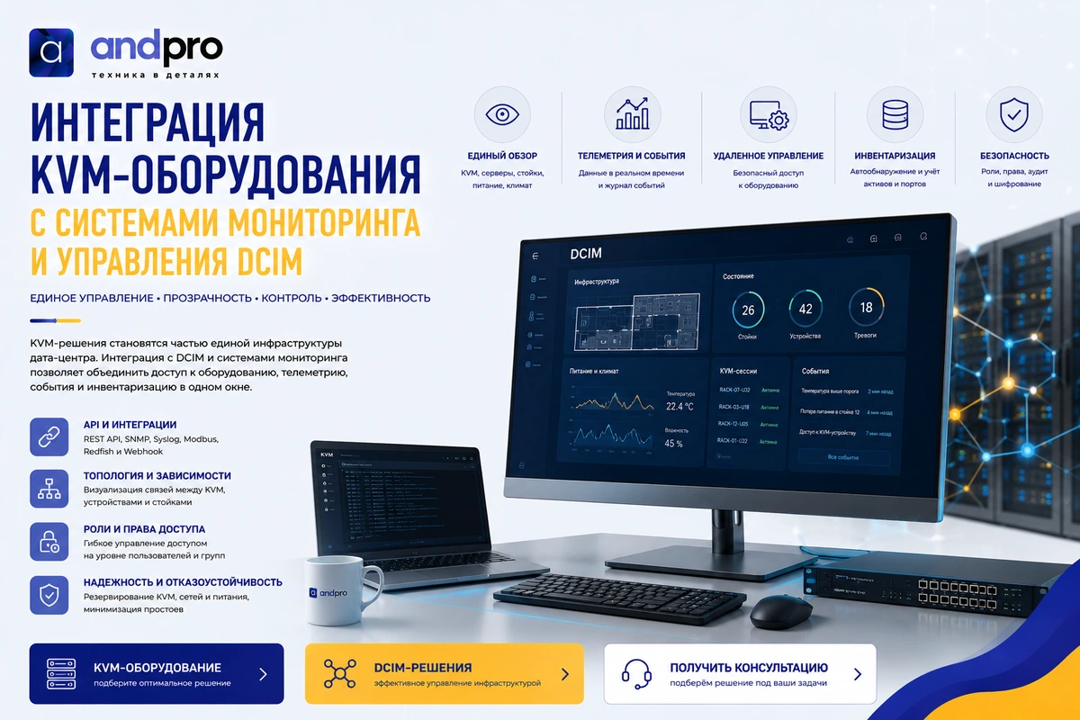 Интеграция KVM-оборудования с системами мониторинга и управления DCIM