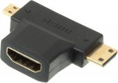 Фото Переходник NoNaMe HDMI (F) -> Micro HDMI (M), + Mini HDMI (Male)