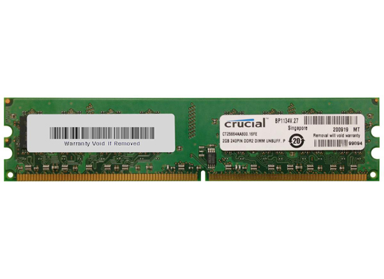Картинка - 1 Модуль памяти Crucial by Micron 2GB DIMM DDR2 800MHz, CT25664AA800