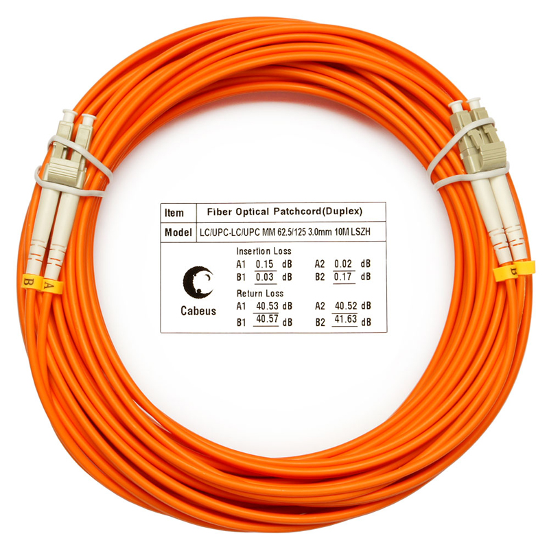 Оптическийпатч-кордCabeusMM62.5/125мкмОранжевый20м,FOP-62-LC-LC-20m