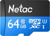 Карта памяти Netac P500 microSDXC UHS-I Class 1 C10 64GB, NT02P500STN-064G-S