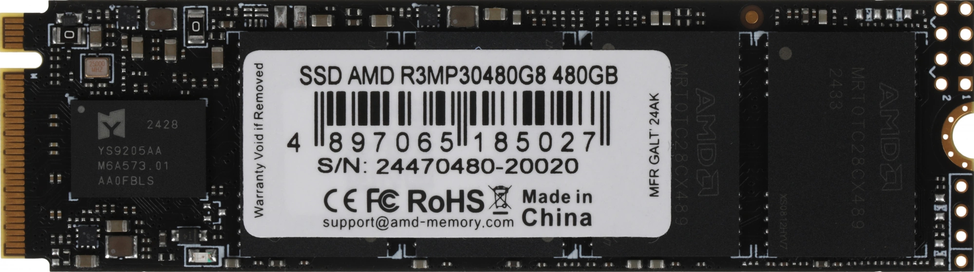 Диск SSD AMD Radeon M.2 2280 480 ГБ PCIe 3.0 x4, R3MP30480G8