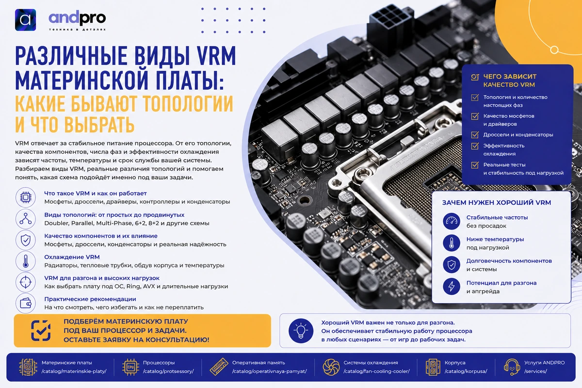 Виды VRM материнской платы: какие бывают топологии и что выбрать