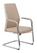 Фото Кресло для посетителей БЮРОКРАТ _JONS-LOW-V бежевый, кожа, _JONS-LOW-V/BEIGE