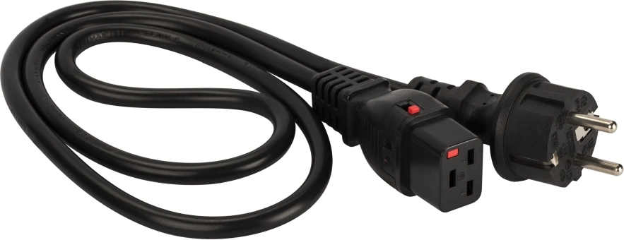 Кабель питания LANMASTER IEC 320 C19 -> Schuko CEE 7 16A 0.5 м, LAN-PP19L/SH-0.5-BK