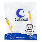 Патч-корд Cabeus UTP кат. 5e жёлтый 0,3 м, PC-UTP-RJ45-Cat.5e-0.3m-YL