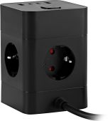 Сетевой удлинитель BURO BU-PTE4.1UC-Plus-B 1.5 м чёрный, BU-PTE4.1UC-PLUS-B