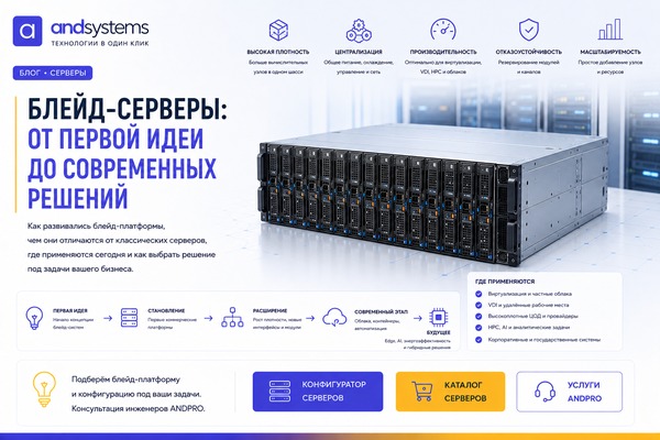 Blade-серверы: архитектура шасси, лезвийные узлы и High-Density инфраструктура