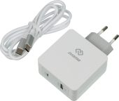 Сетевое зар./устр. Digma DGPD-45W-WG 45W 3A+2.4A (PD) USB-C/USB-A универсальное белый, DGPD-45W-WG