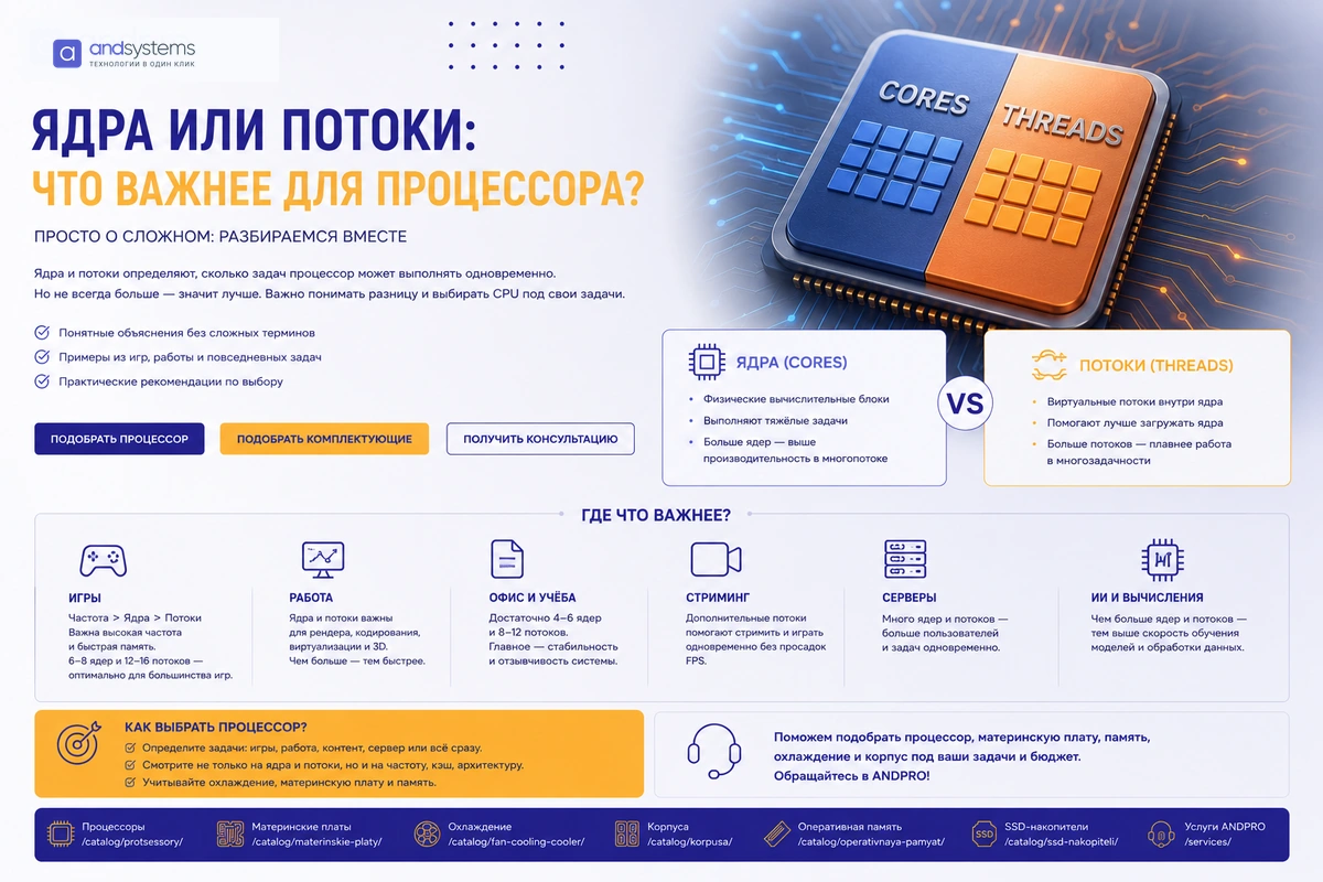 Ядра или потоки: что важнее для процессора