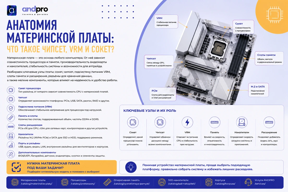 Анатомия материнской платы: что такое чипсет, VRM и сокет