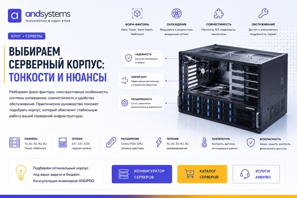 Как выбрать серверный корпус: Rack, Tower, питание, охлаждение и совместимость