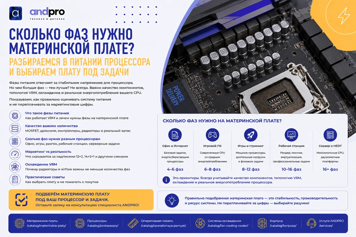 Сколько фаз питания нужно материнской плате