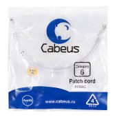 Патч-корд Cabeus UTP кат. 6 белый 0,3 м, PC-UTP-RJ45-Cat.6-0.3m-WH