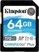 Вид Карта памяти Kingston Canvas Go! Plus SDXC UHS-I Class 3 C10 64GB, SDG3/64GB
