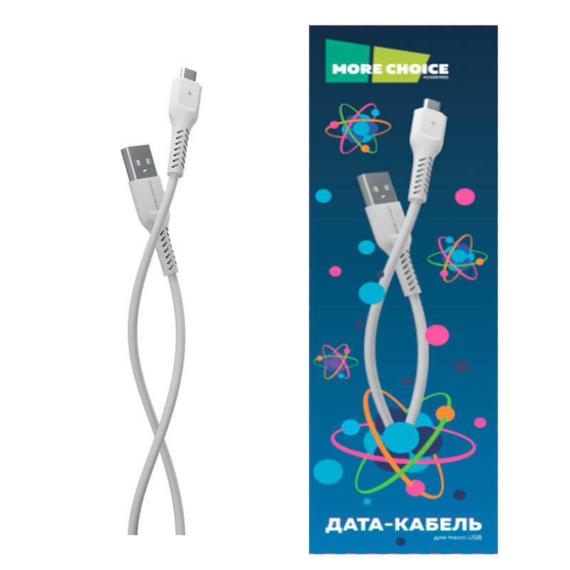 USB кабель More choice K16M microUSB (M) -> USB Type A (M) 2A 1 м, K16MW