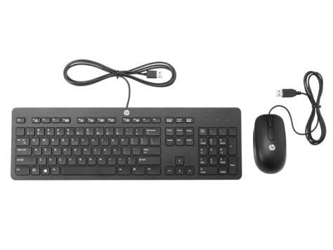 Картинка - 1 Комплект Клавиатура/мышь HP Slim Проводной Чёрный, T6T83AA