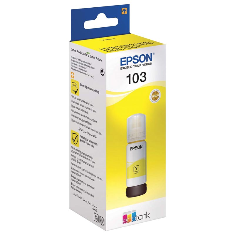 Картинка - 1 Чернила EPSON EcoTank 103 Струйный Желтый 7500стр, C13T00S44A