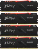 Фото Комплект памяти Kingston FURY Beast RGB 4х8 ГБ DIMM DDR4 2666 МГц, KF426C16BBAK4/32