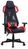 Кресло для геймеров CACTUS CS-CHR-090BLR чёрный, эко.кожа/сетка, CS-CHR-090BLR