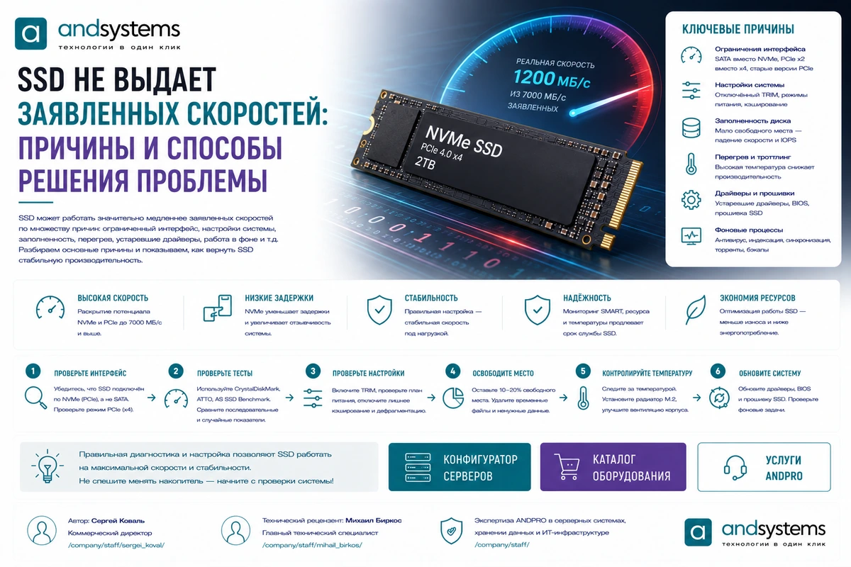 SSD не выдает заявленных скоростей: причины и способы решения проблемы