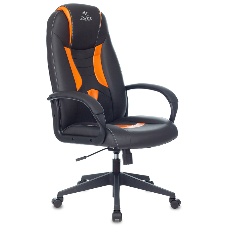 Кресло для геймеров ZOMBIE 8 Чёрно-оранжевый, эко.кожа, ZOMBIE 8 ORANGE