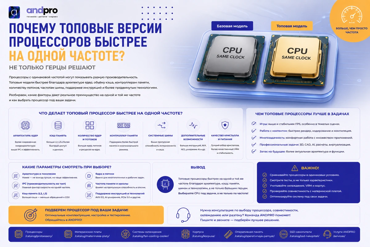 Почему топовые процессоры быстрее на одной частоте