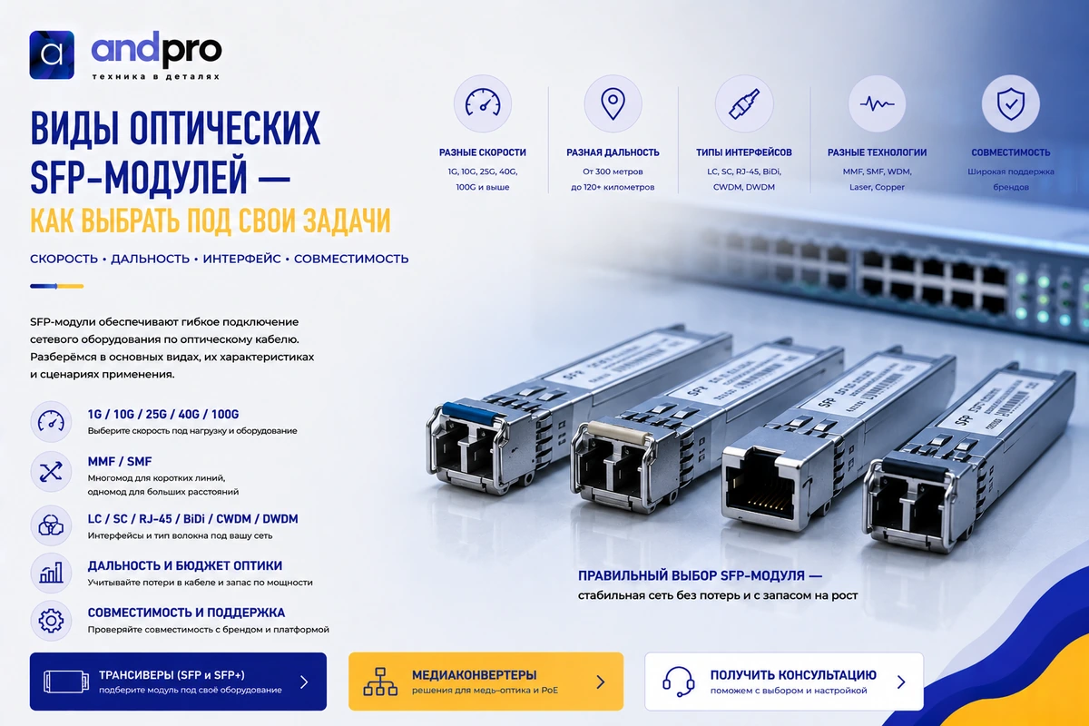Виды оптических SFP модулей