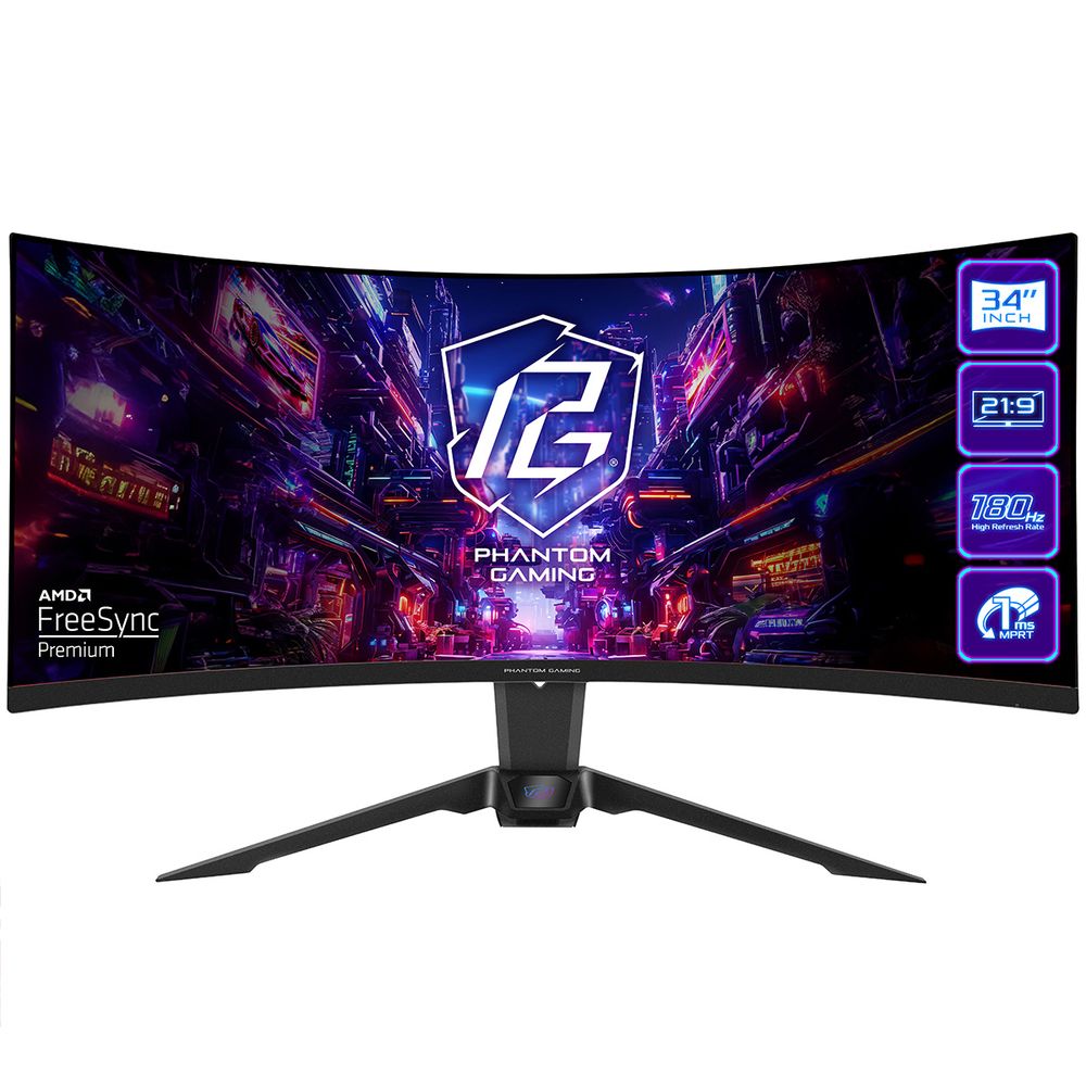Монитор ASRock PG34QRT2B 34" VA чёрный, PG34QRT2B