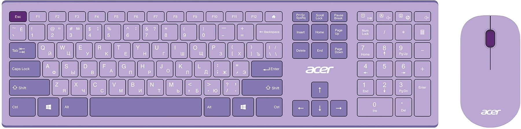 Комплект клавиатура/мышь Acer OCC205 Беспроводной фиолетовый, ZL.ACCEE.00D