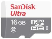 Карта памяти SanDisk Ultra 80 microSDHC UHS-I Class 1 C10 16GB, SDSQUNS-016G-GN3MN