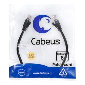 Патч-корд Cabeus UTP кат. 6 чёрный 0,3 м, PC-UTP-RJ45-Cat.6-0.3m-BK-LSZH