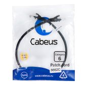Патч-корд Cabeus UTP кат. 6 чёрный 0,5 м, PC-UTP-RJ45-Cat.6-0.5m-BK