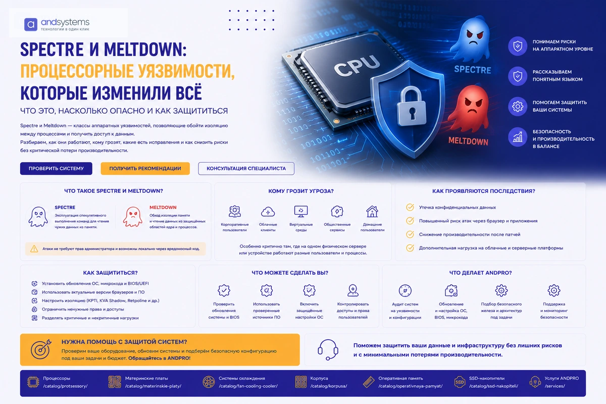 Spectre и Meltdown: чем опасны уязвимости процессоров и как с ними бороться