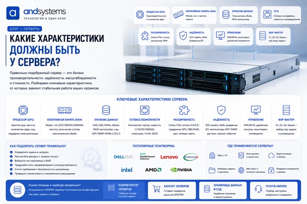 Какие характеристики должны быть у сервера